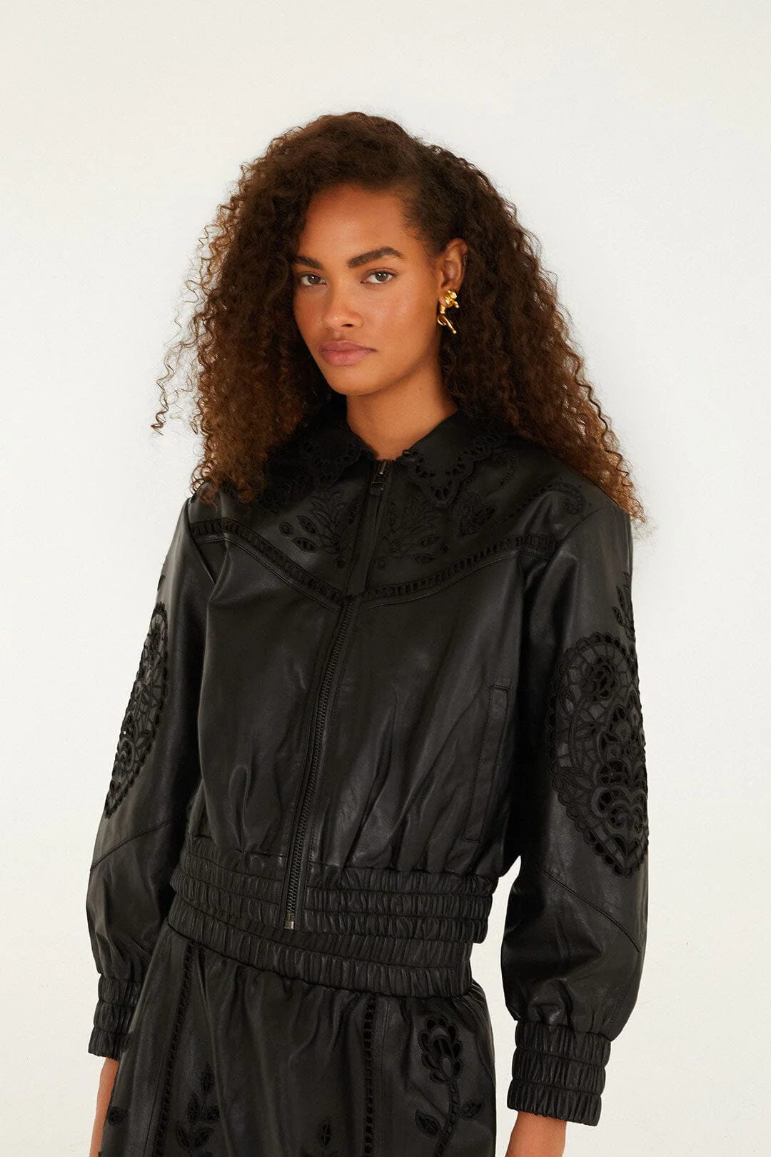 Black Richelieu Heart Leather Jacket - Image 2
