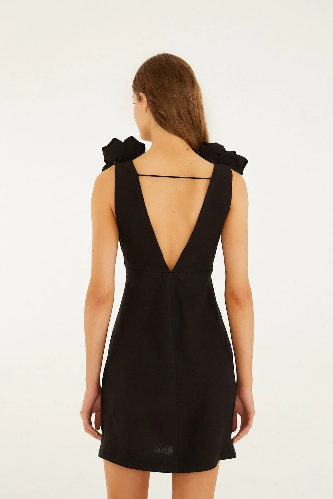 Black 3d Flowers Sleeveless Mini Dress - Image 3