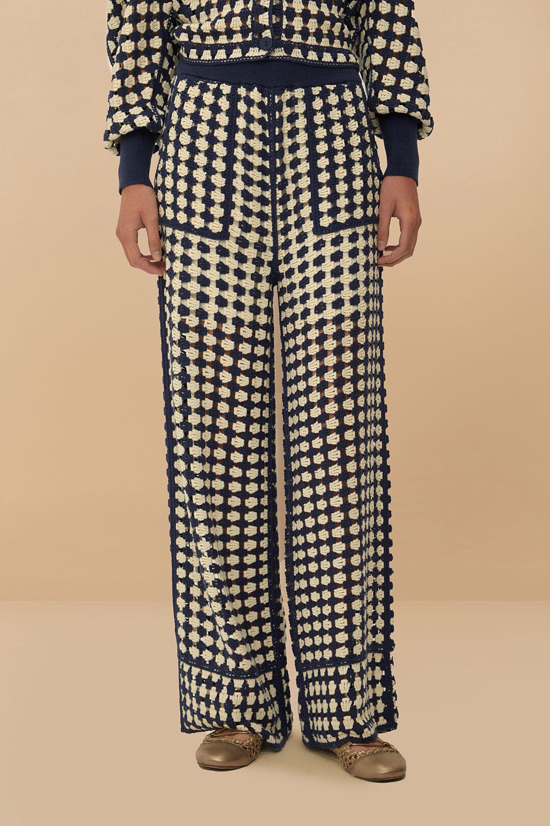 Blue & White Crochet Pants - Image 2
