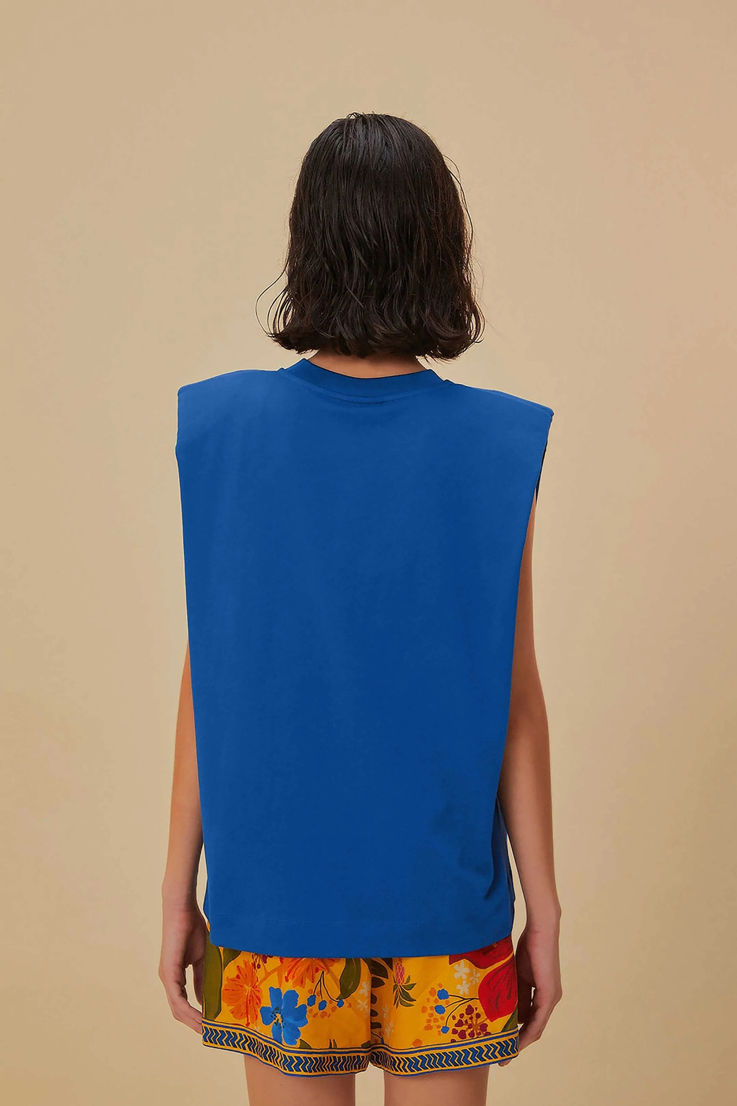 Blue Nature Lovers Shoulder Pad Organic Cotton T-Shirt - Image 4