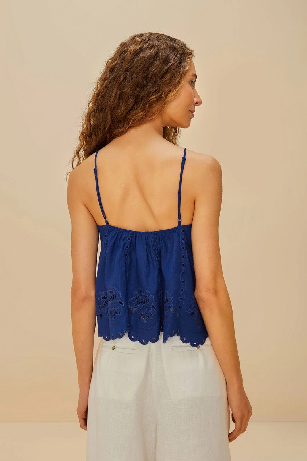 Blue Richelieu Sleeveless LENZING™ ECOVERO™ Euroflax™ Blouse - Image 3