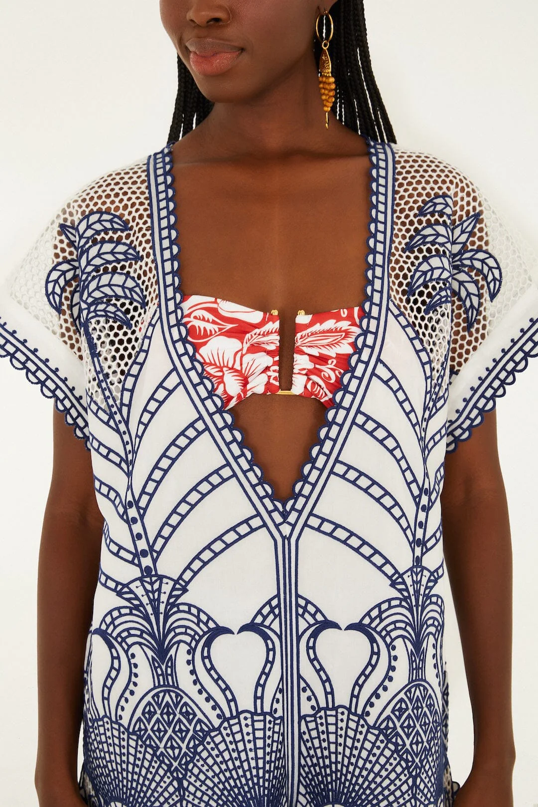 Blue Richelieu Plunging Neck Romper - Image 2