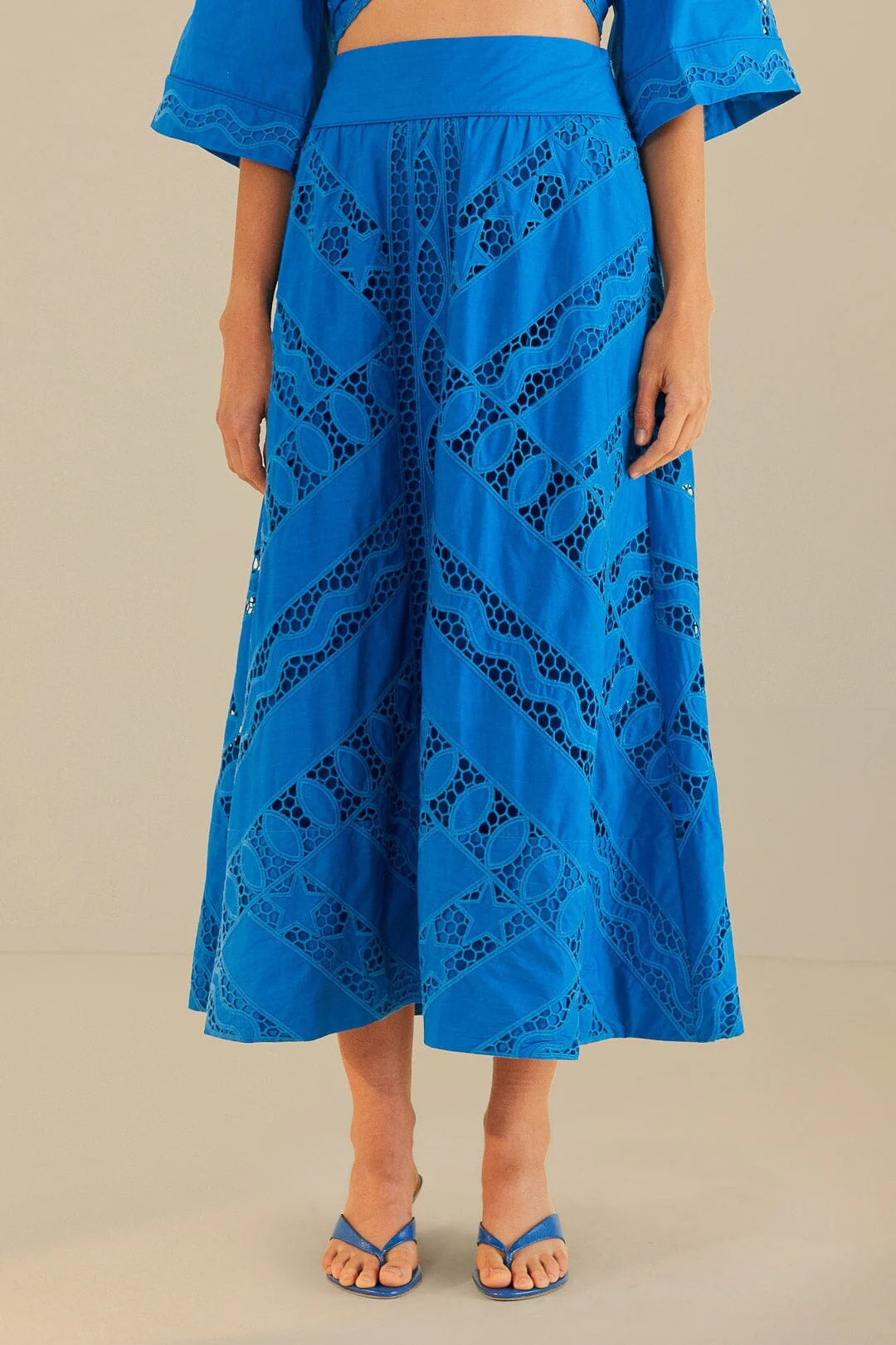 Blue Striped Richelieu Midi Skirt - Image 2