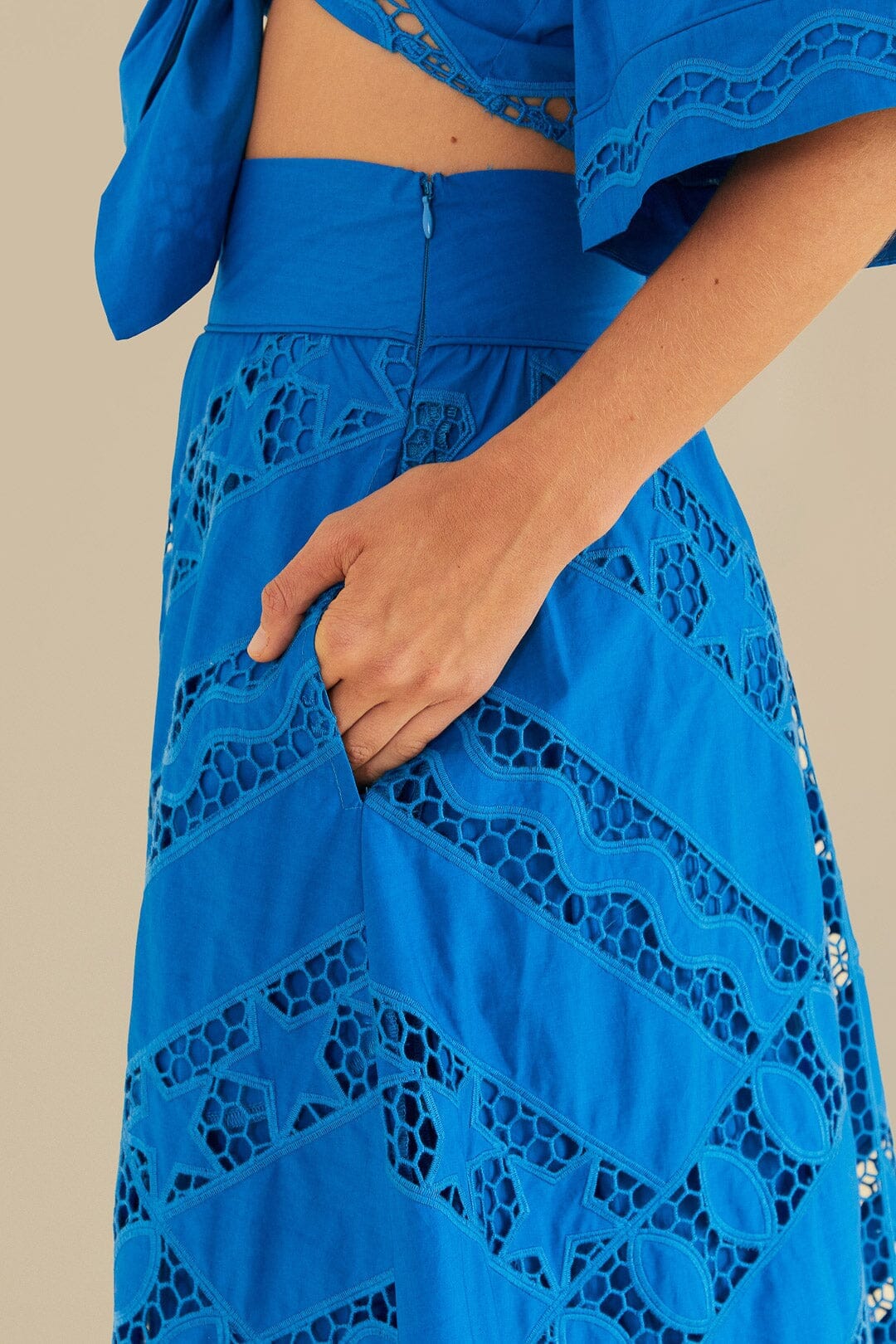 Blue Striped Richelieu Midi Skirt - Image 4