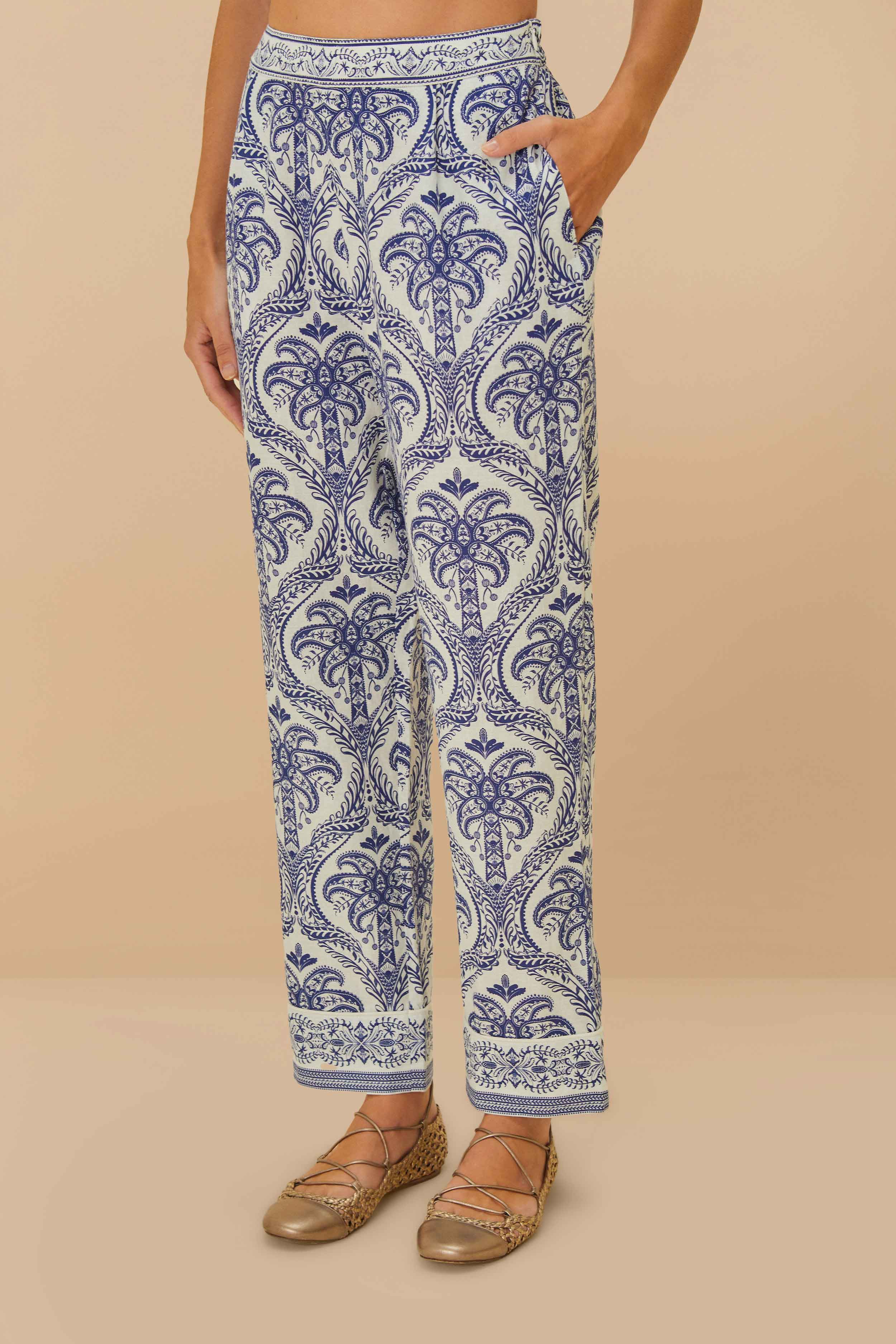 Off-White Tropical Cameo LENZING™ ECOVERO™ Euroflax™ Pajama Pants - Image 2