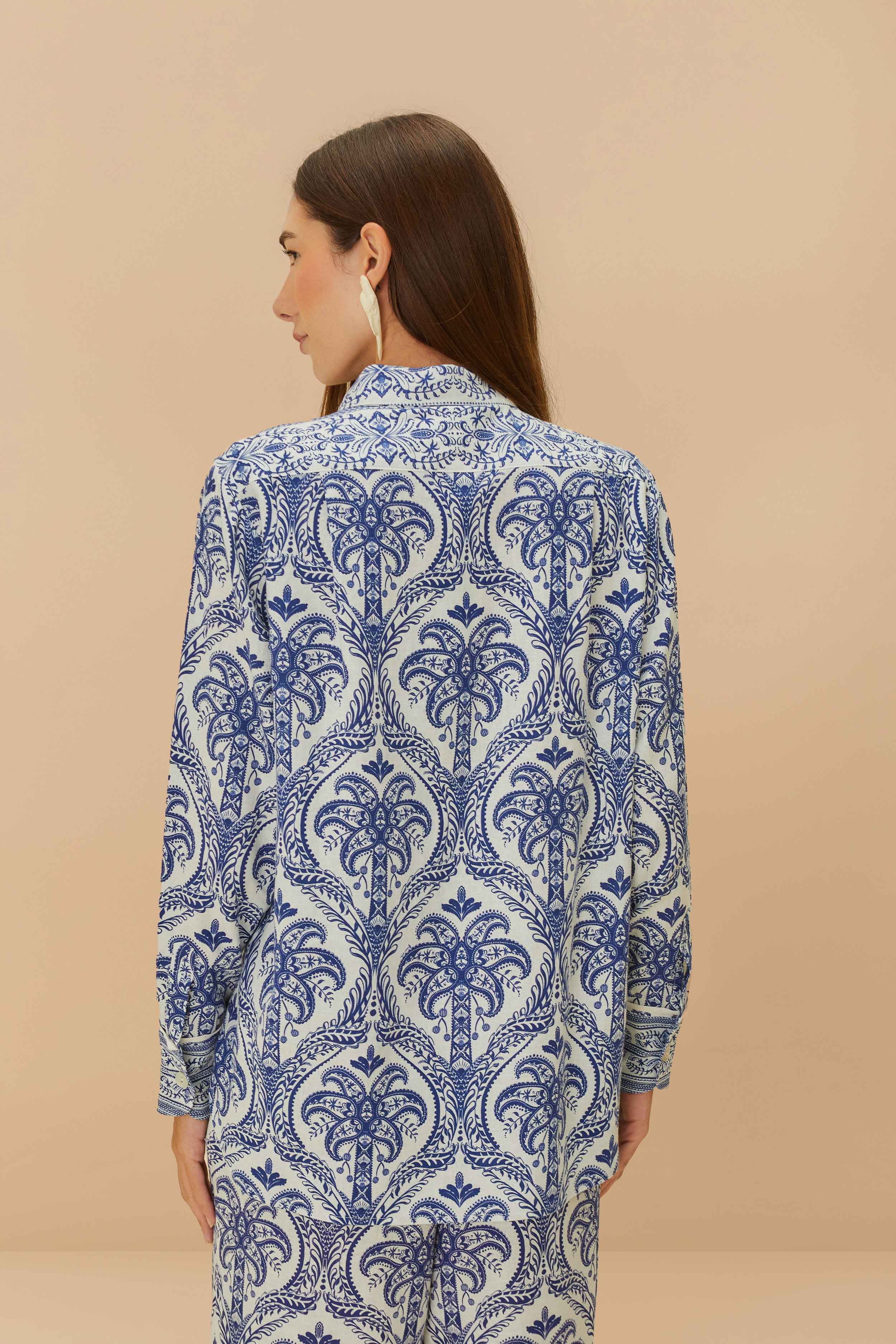 Off-White Tropical Cameo LENZING™ ECOVERO™ Euroflax™ Pajama Shirt - Image 4