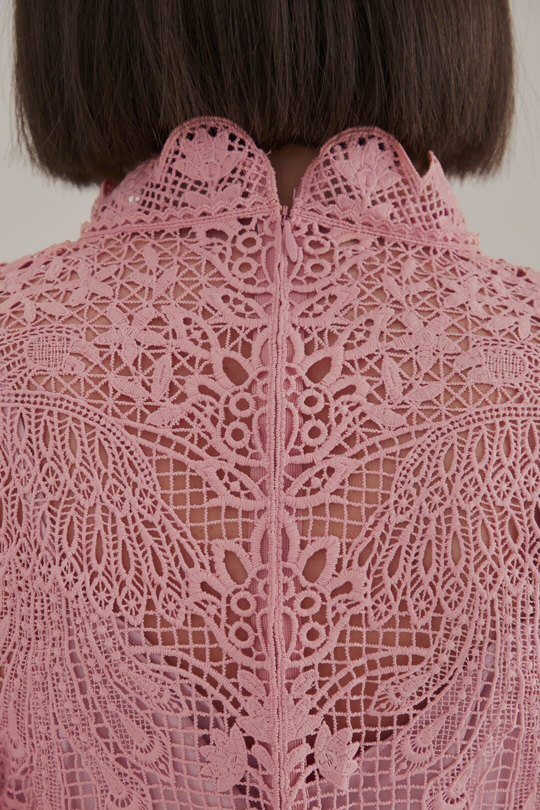 Blush Pink Guipure Long Sleeve Blouse - Image 5