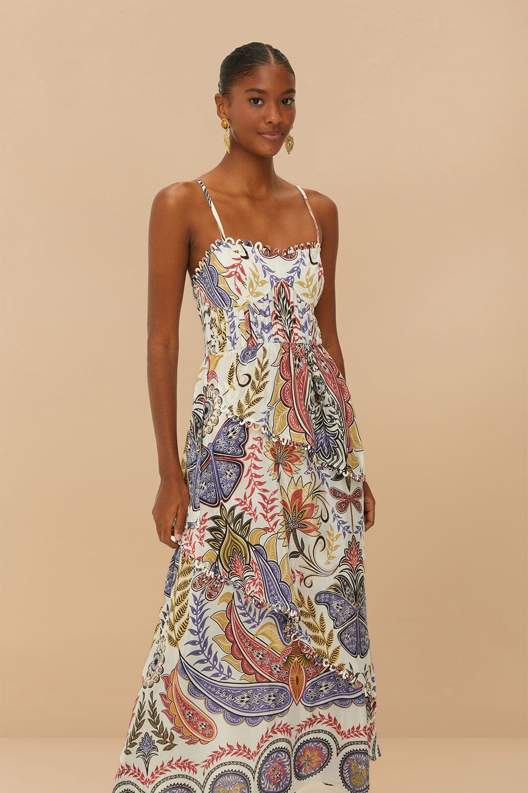 Off-White Boho Glam Loopy Trim Maxi Dress - Image 2