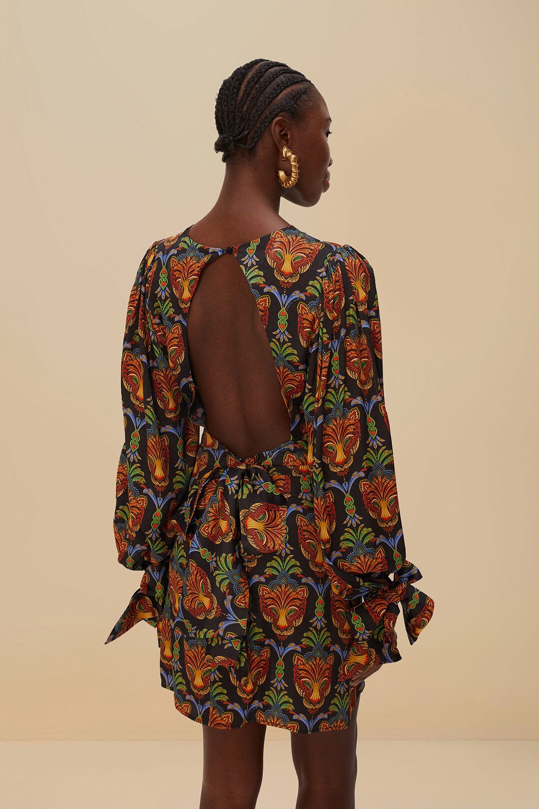 Black Boho Panther LENZING™ ECOVERO™ Viscose Mini Dress - Image 3