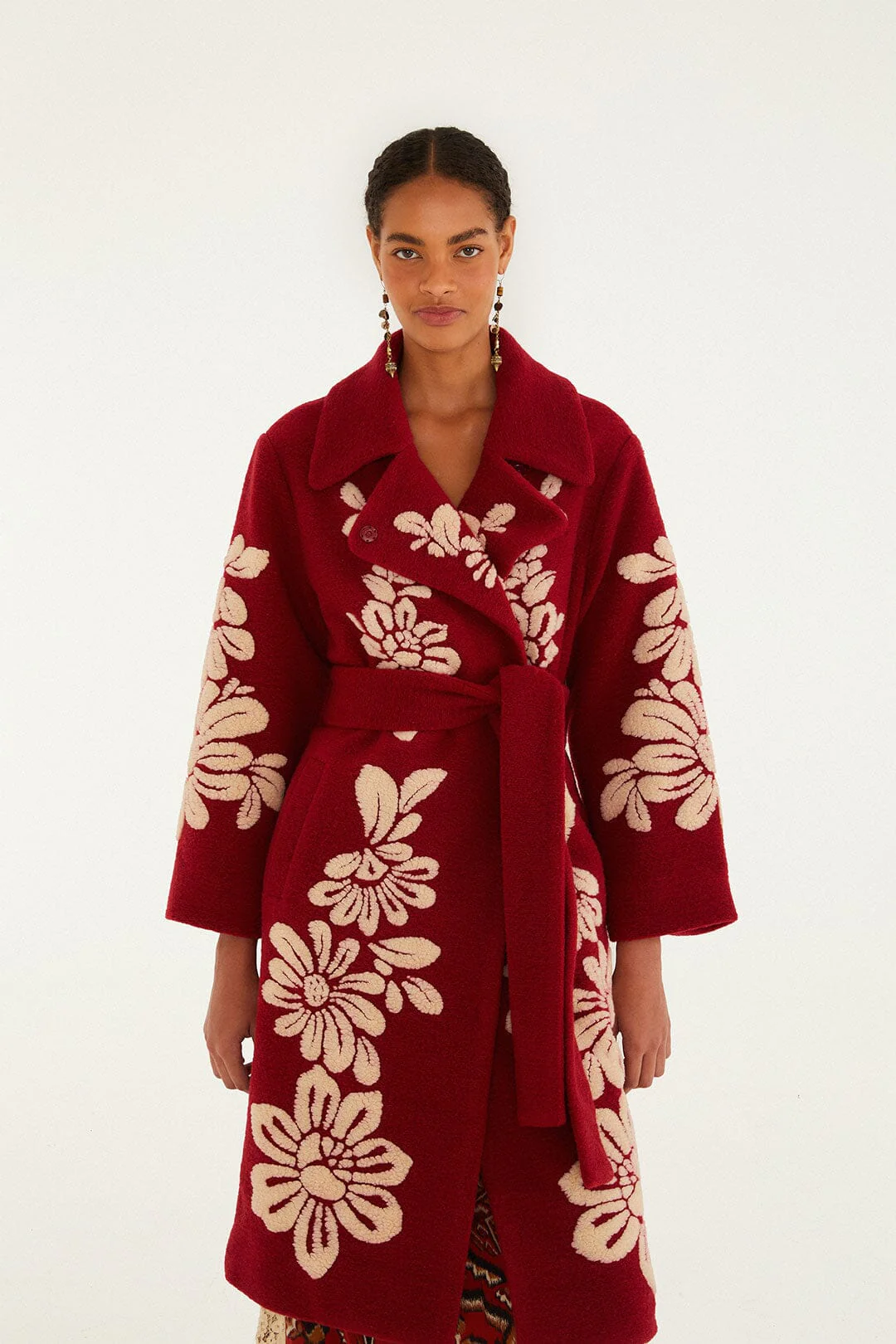 Burgundy Bold Flowers Fleece - Image 2