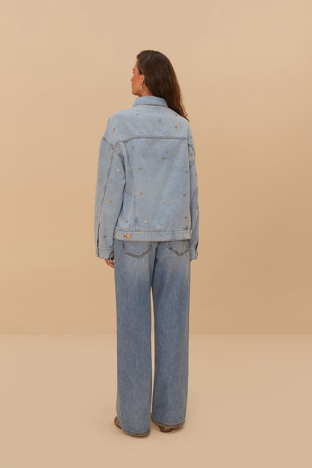 Denim Embroidered Bows Pants - Image 5