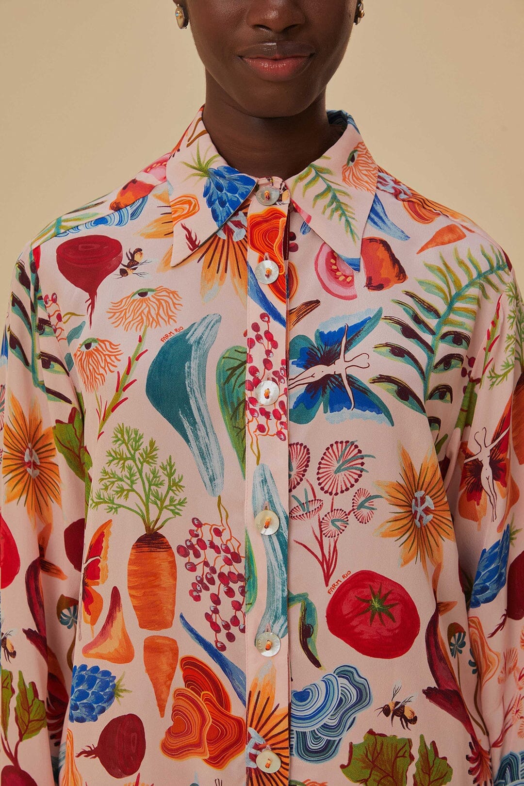 Beige Bright Farm Pajama Shirt - Image 3