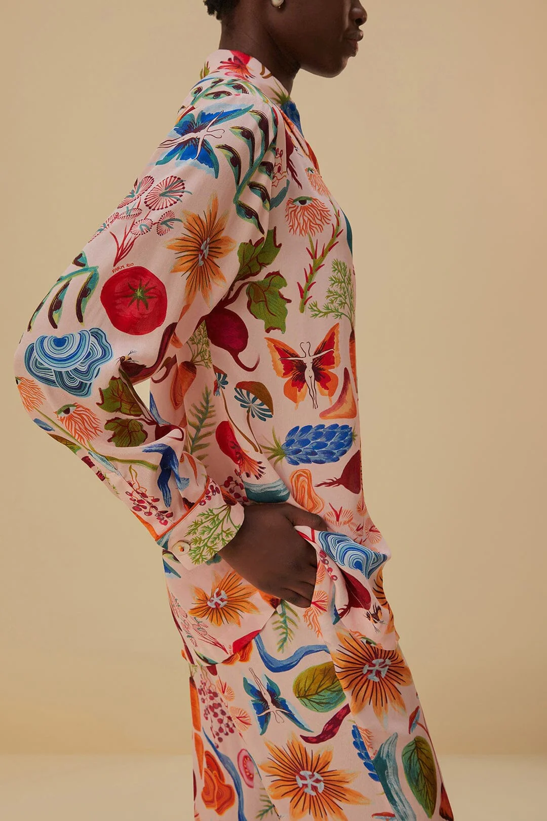 Beige Bright Farm Pajama Shirt - Image 4