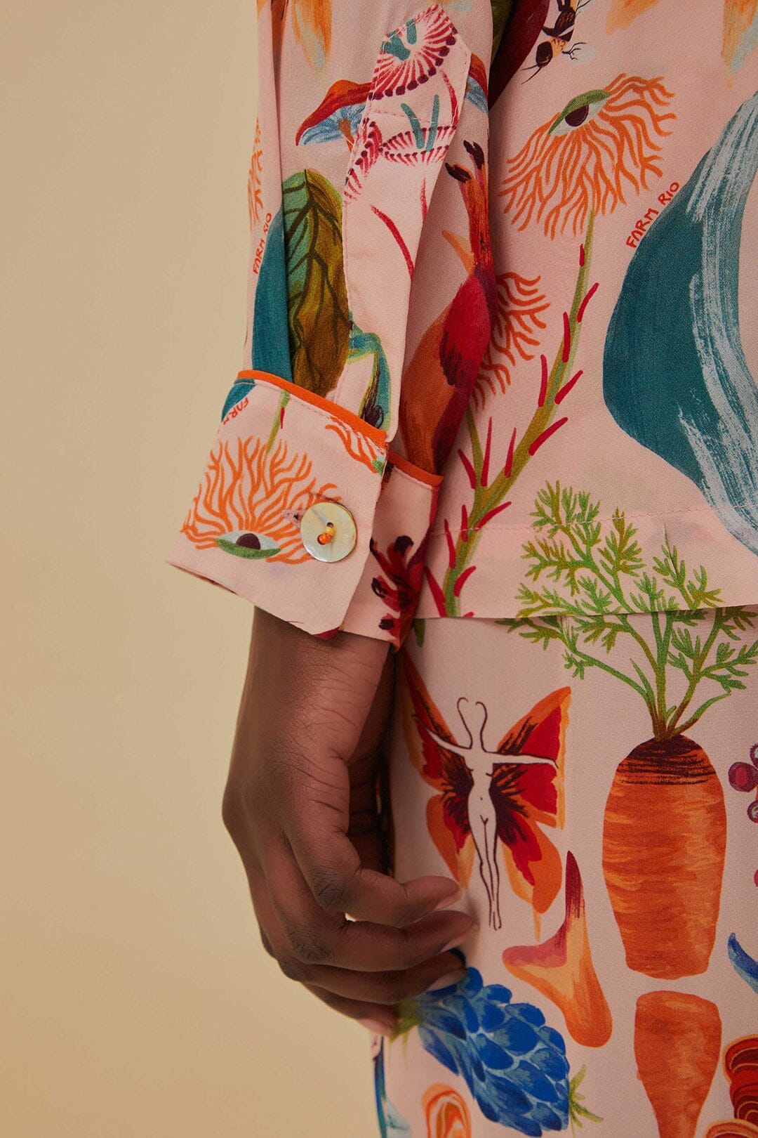 Beige Bright Farm Pajama Shirt - Image 5