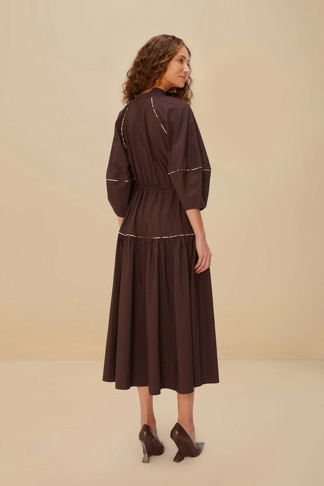 Brown Chemise Midi Dress - Image 3
