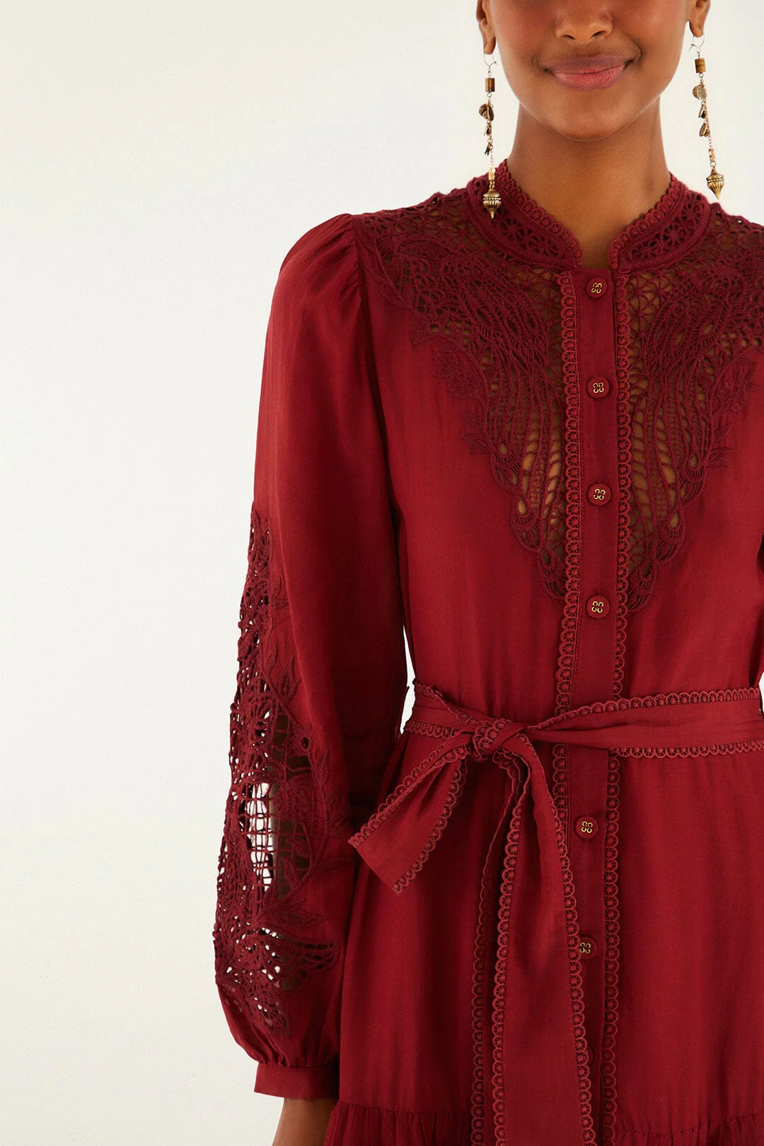 BURGUNDY LONG SLEEVE MINI DRESS - Image 2