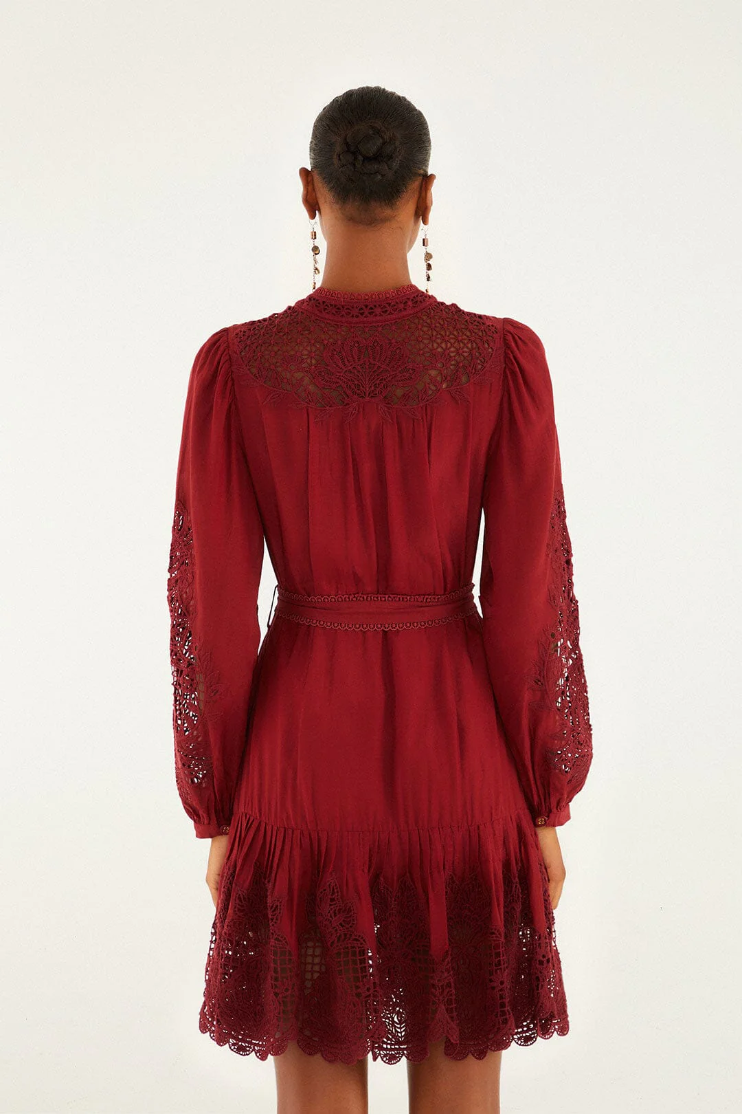 BURGUNDY LONG SLEEVE MINI DRESS - Image 3