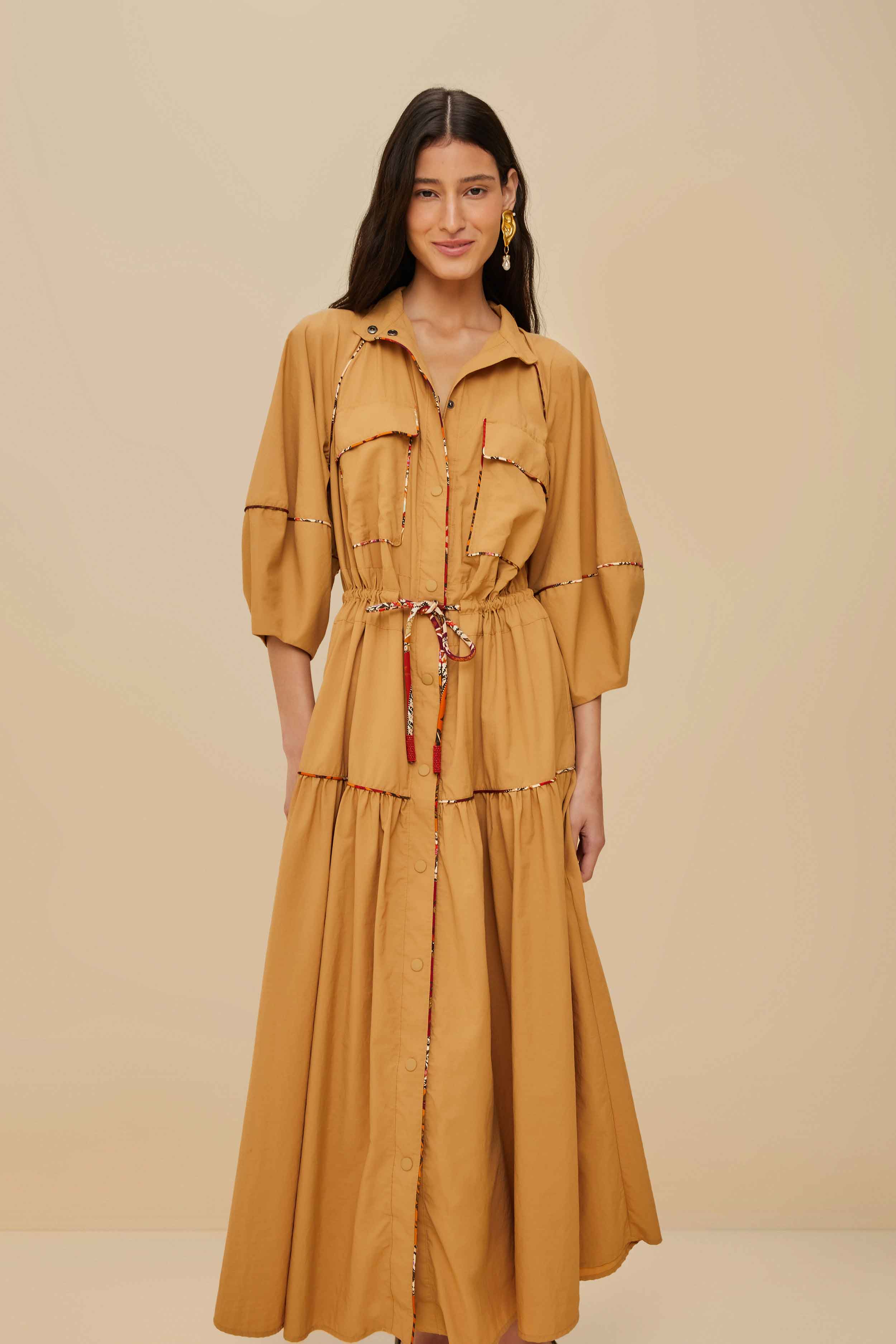 Caramel Chemise Midi Dress - Image 2
