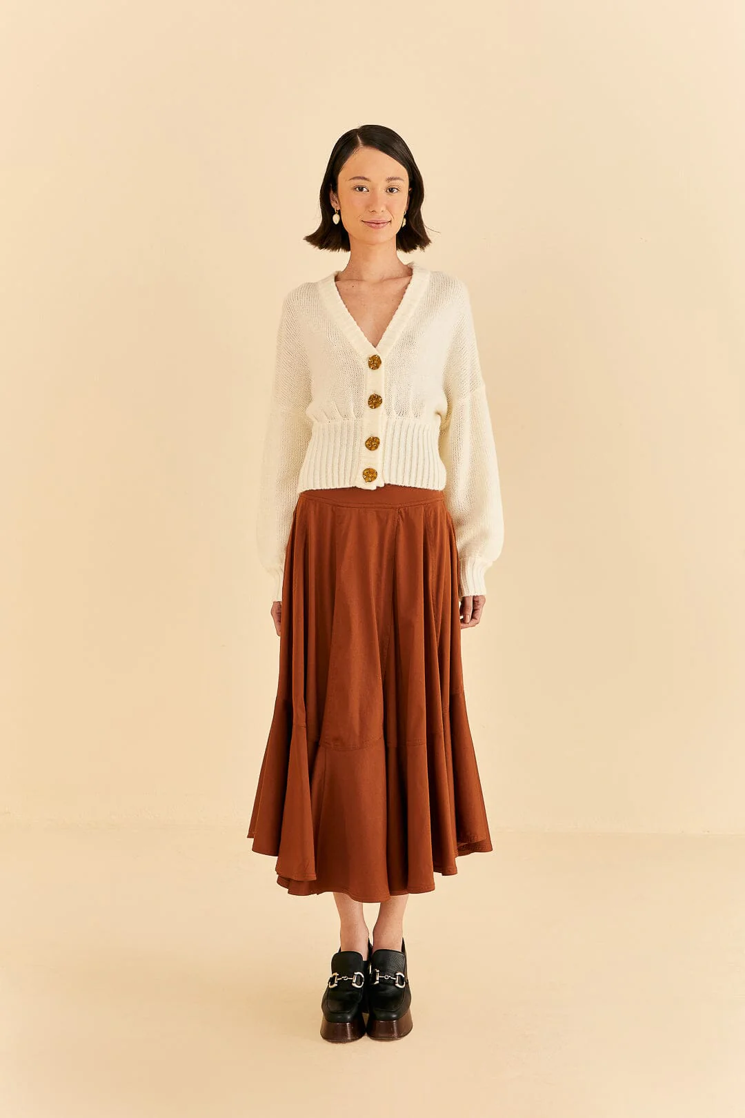 Caramel Ruffle Maxi Skirt - Image 2