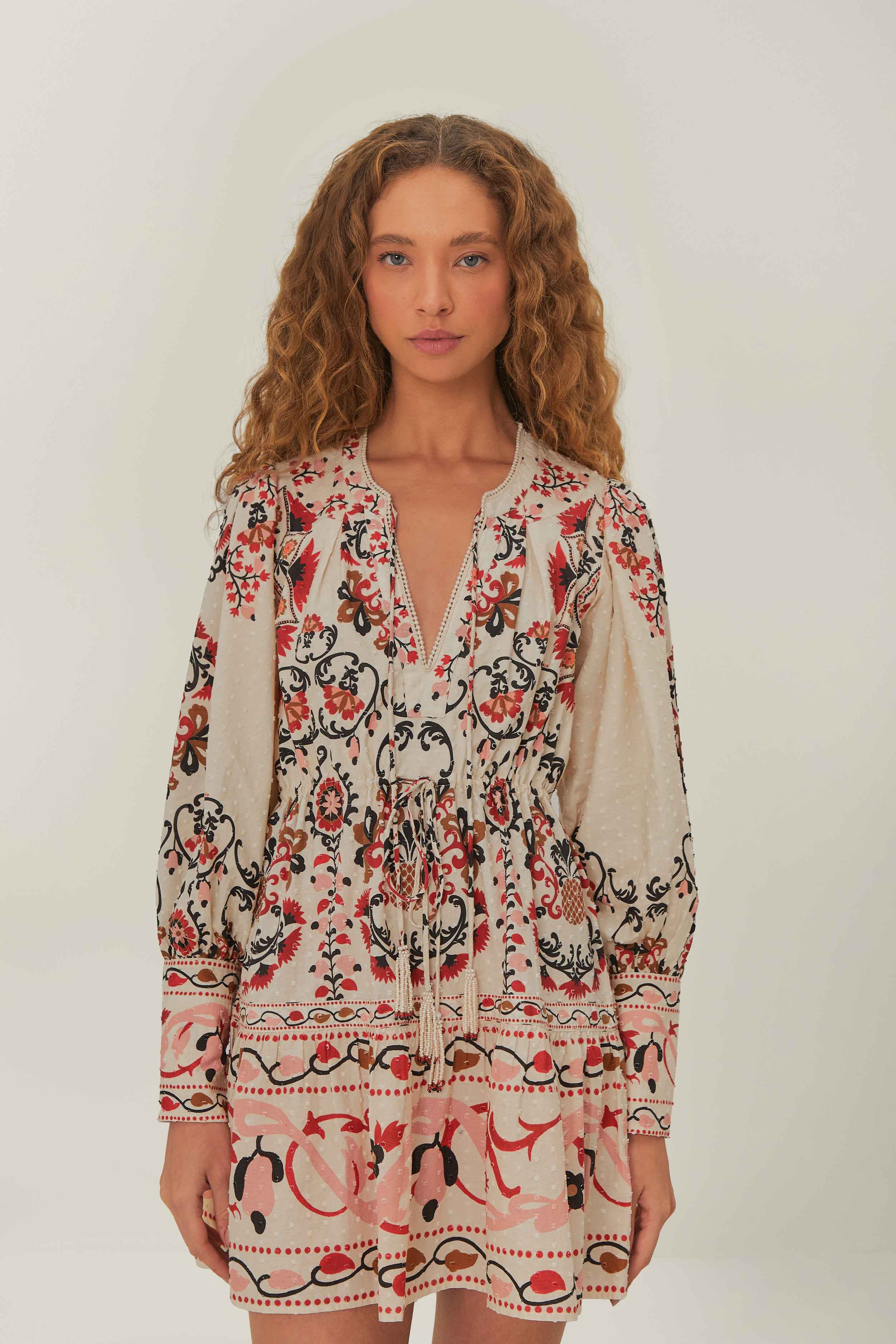 CASHEW MANDALA CREAM MINI DRESS - Image 2