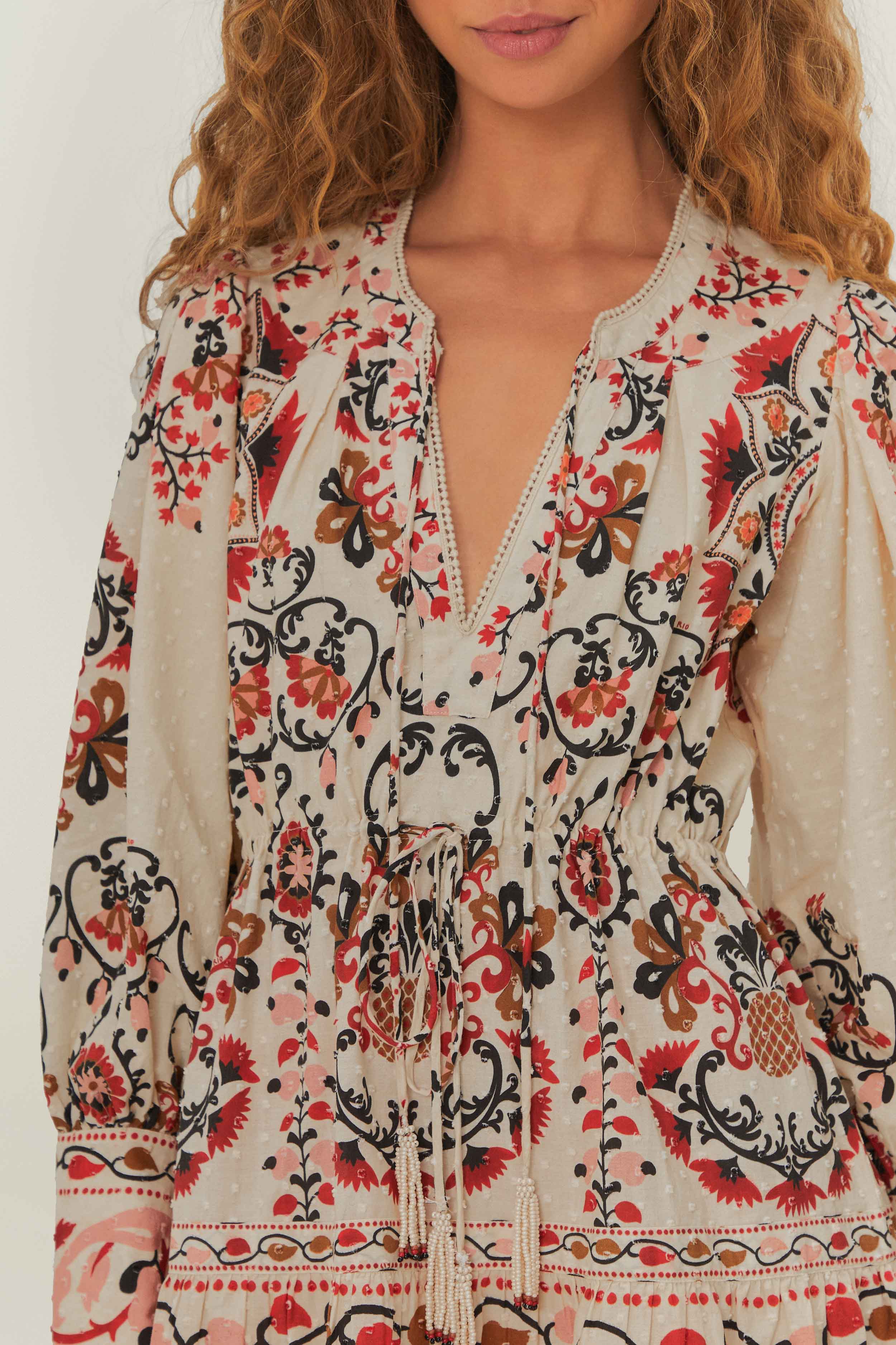 CASHEW MANDALA CREAM MINI DRESS - Image 3