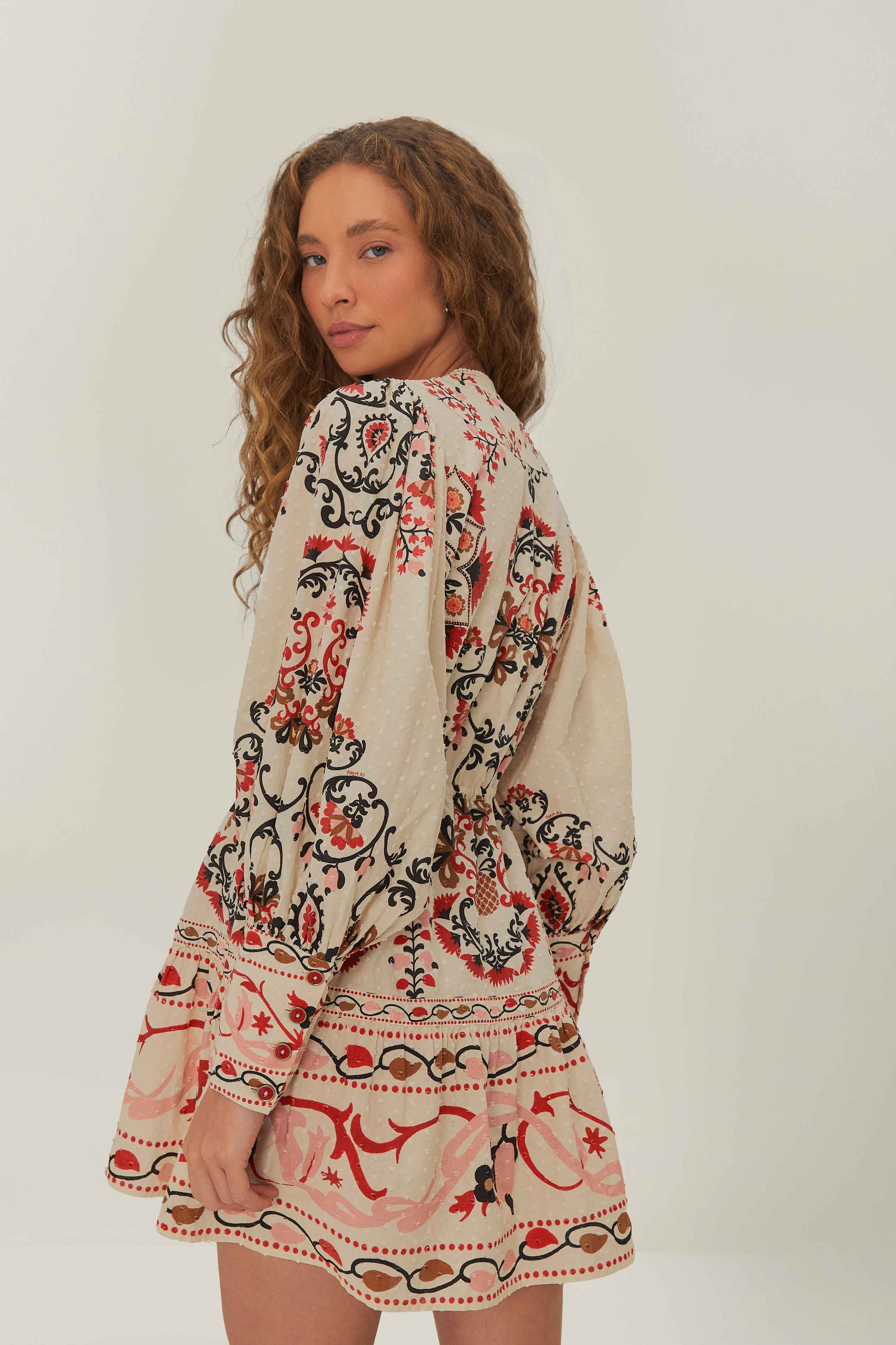 CASHEW MANDALA CREAM MINI DRESS - Image 4