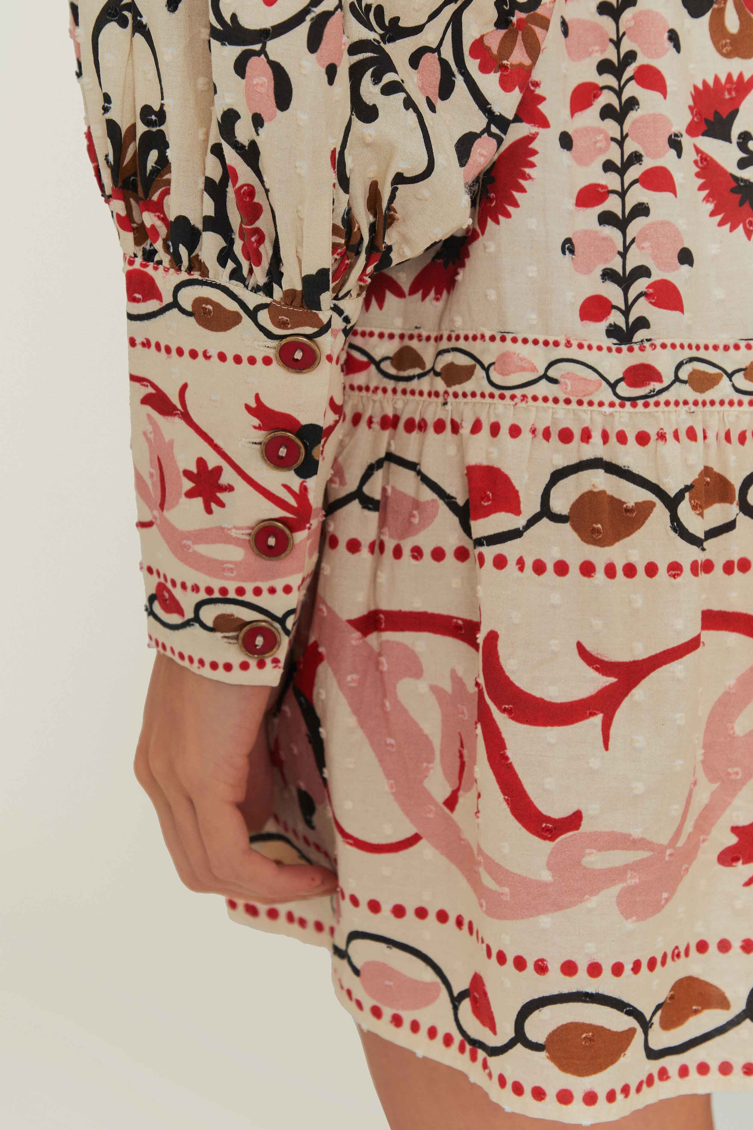 CASHEW MANDALA CREAM MINI DRESS - Image 5