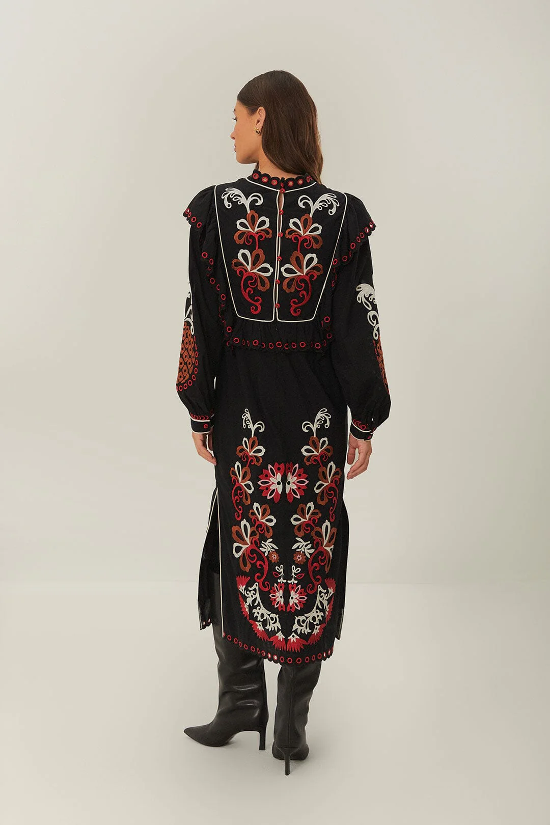 CASHEW MANDALA RICHILIEU LONG SLEEVE MAXI DRESS - Image 5