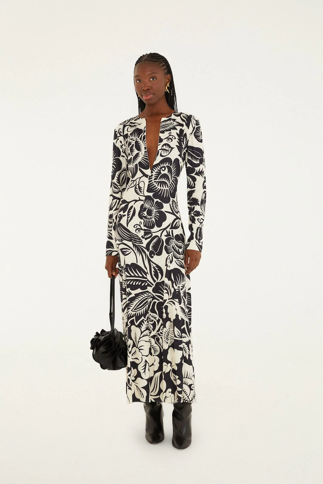 Off-White Cashews And Birds Lenzing™ Ecovero™ Viscose Maxi Dress