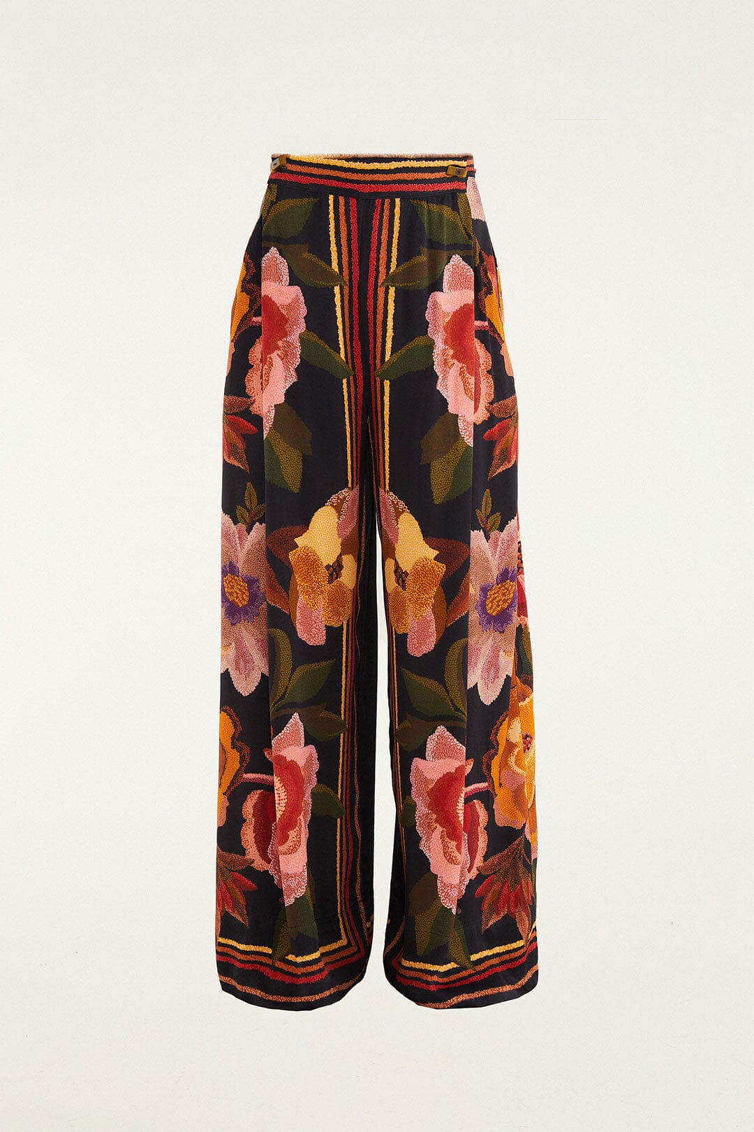 Black Chenille Flowers Lenzing™ Ecovero™ Viscose Pants - Image 5