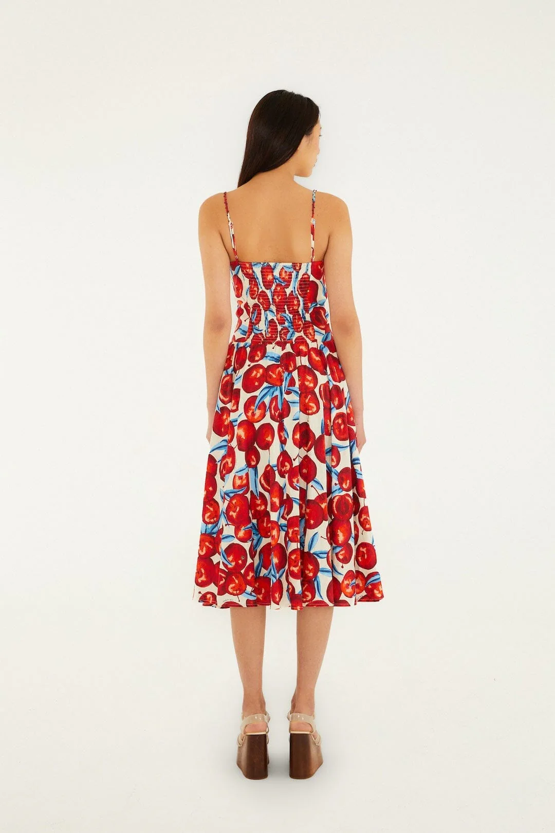 Cherry Blossom Sleeveless Lenzing Ecovero Euroflax Midi Dress - Image 3