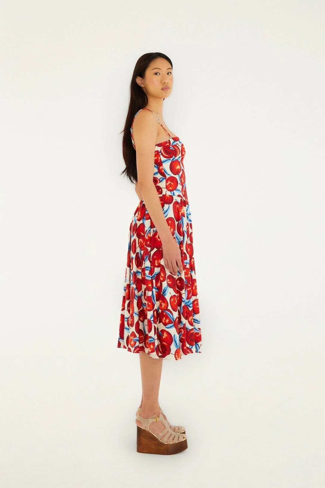 Cherry Blossom Sleeveless Lenzing Ecovero Euroflax Midi Dress - Image 4