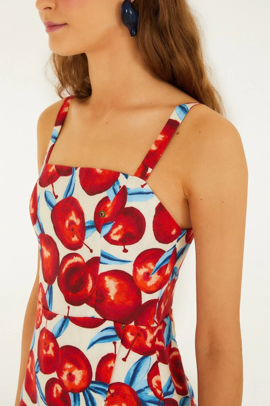 Cherry Blossom Sleeveless Euroflax Premium Linen Mini Dress - Image 2
