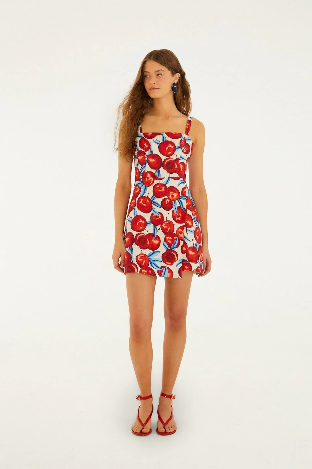 Cherry Blossom Sleeveless Euroflax Premium Linen Mini Dress - Image 4