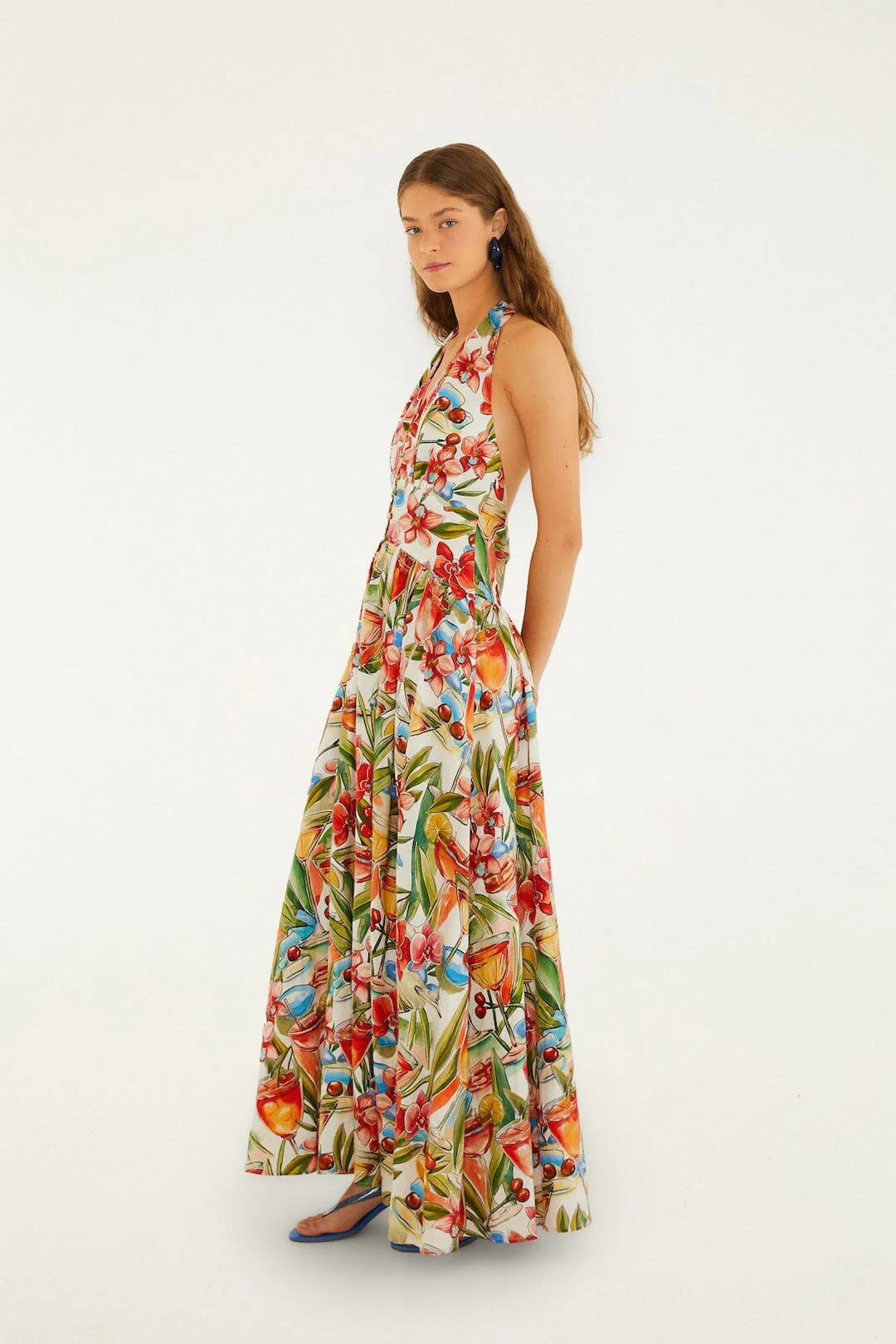 Off-White Cocktail Lenzing Ecovero Euroflax Maxi Dress - Image 5