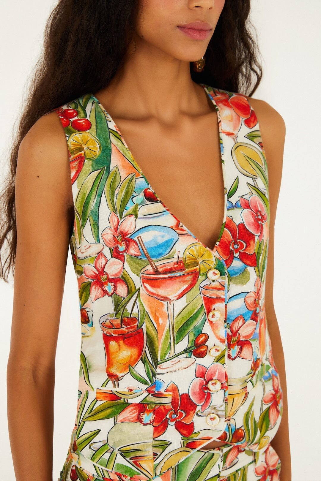 Off-White Sand Cocktail Sleeveless Euroflax Premium Linen Vest - Image 5