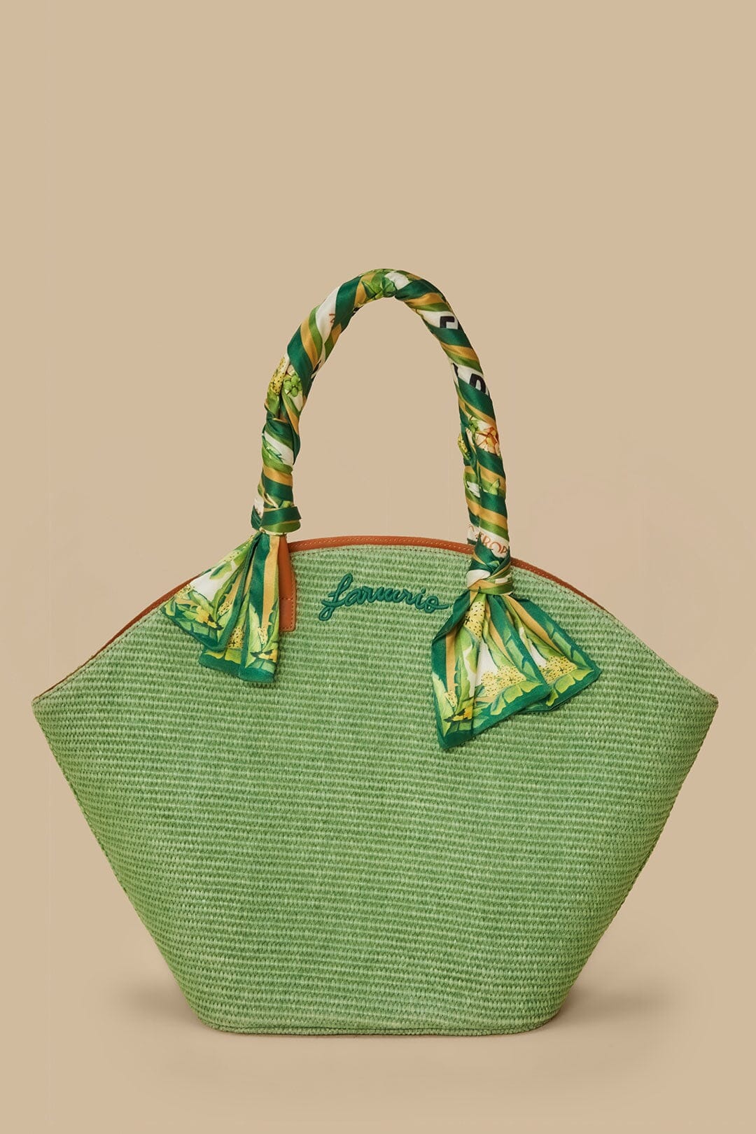 Green Coconut Toucan Raffia Shell Tote - Image 8