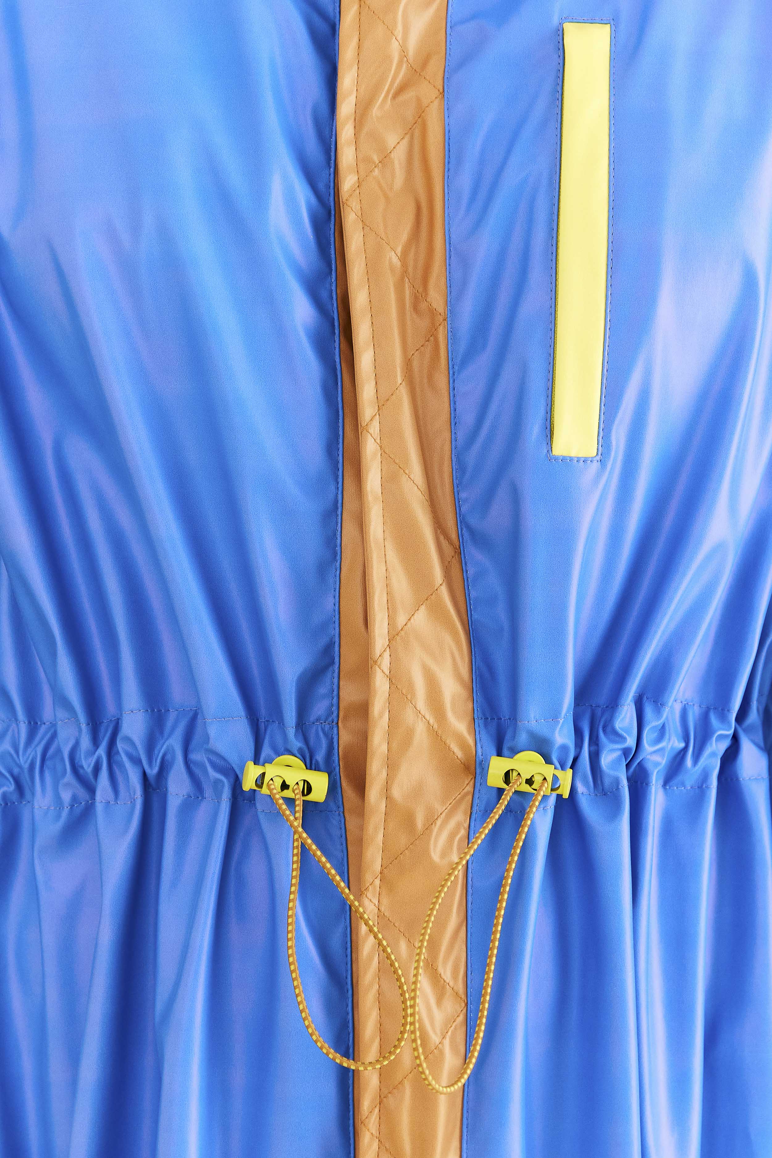 Blue Color Blocking Long Raincoat - Image 6