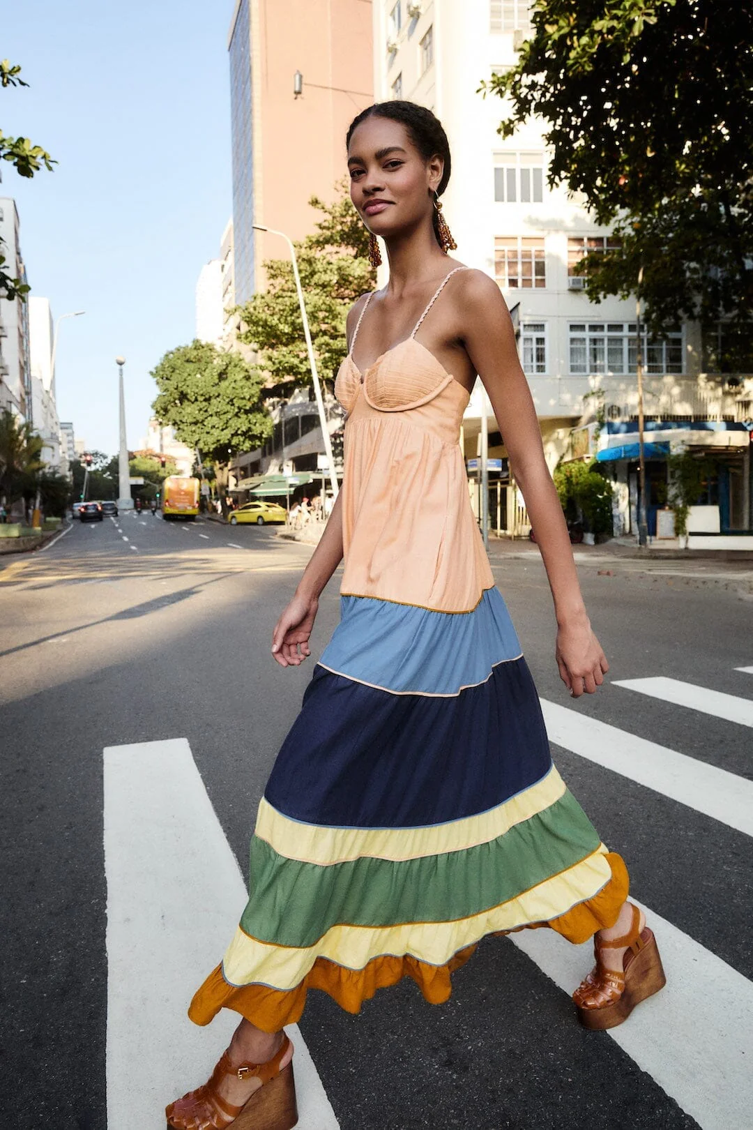 Multicolor Pleats Lenzing Ecovero Euroflax Maxi Dress