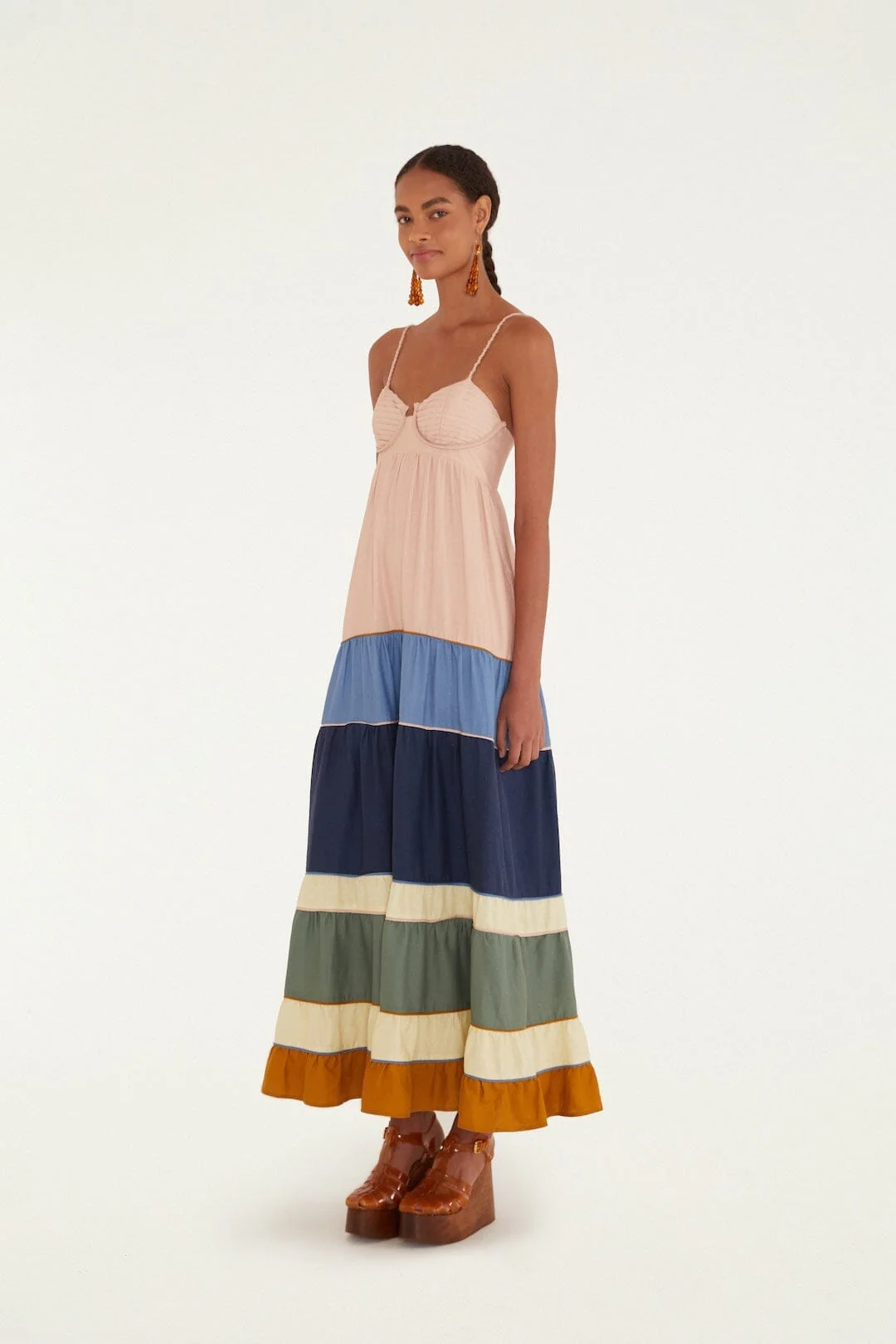Multicolor Pleats Lenzing Ecovero Euroflax Maxi Dress - Image 5