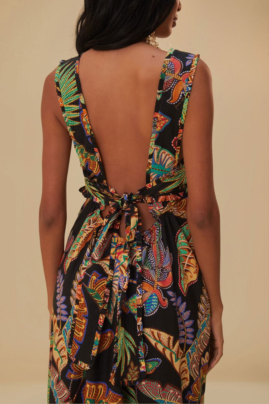 Cool Foliage Black Sleeveless Maxi Dress - Image 4