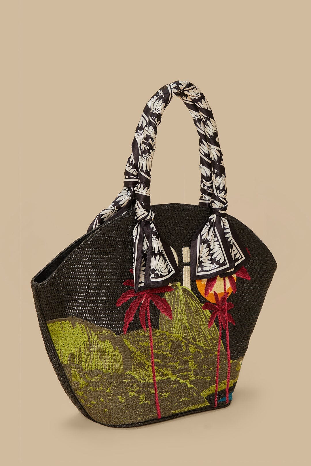 Black Copacabana Raffia Shell Tote - Image 3