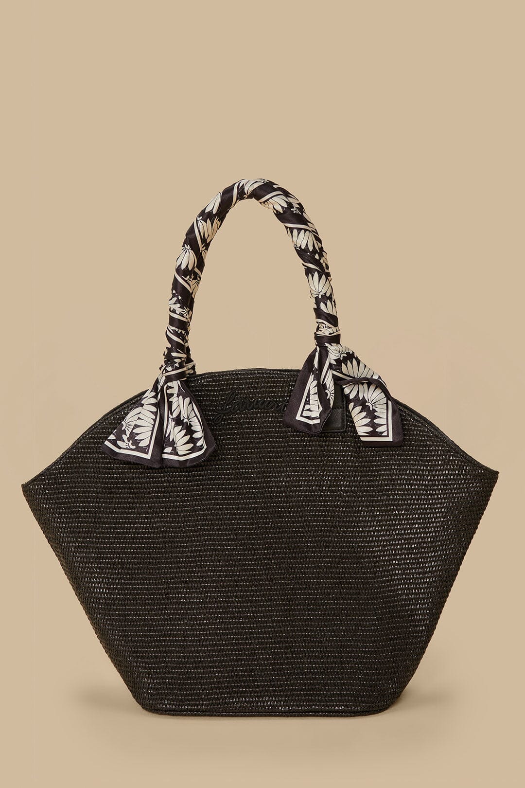 Black Copacabana Raffia Shell Tote - Image 8