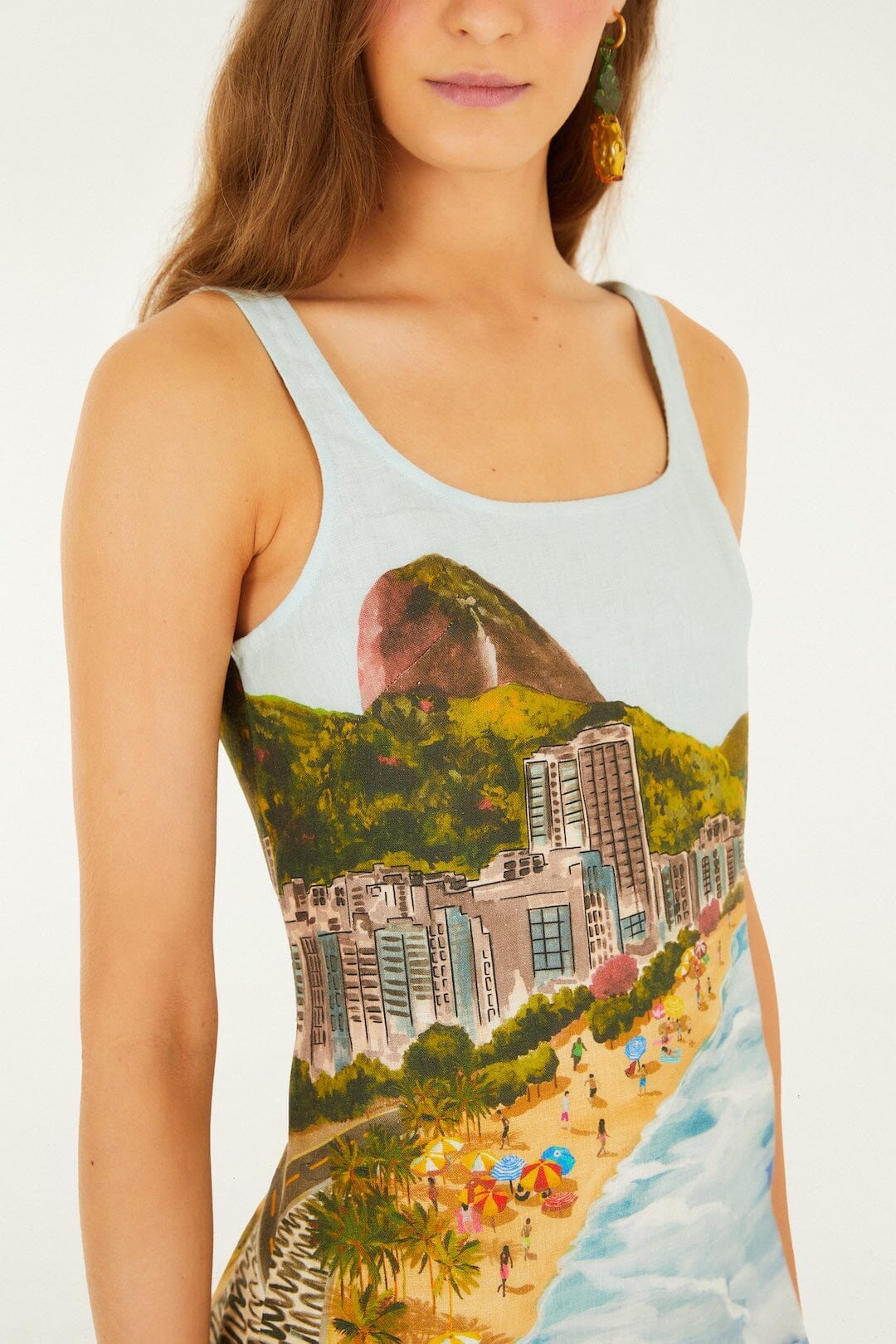 Multicolor Copacabana Beach Euroflax Premium Linen Mini Dress - Image 2