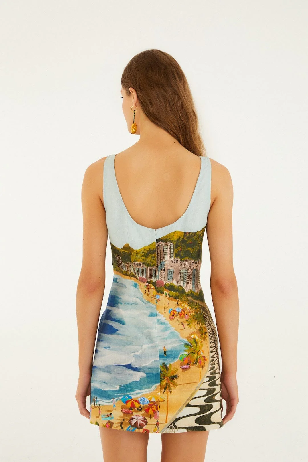 Multicolor Copacabana Beach Euroflax Premium Linen Mini Dress - Image 3