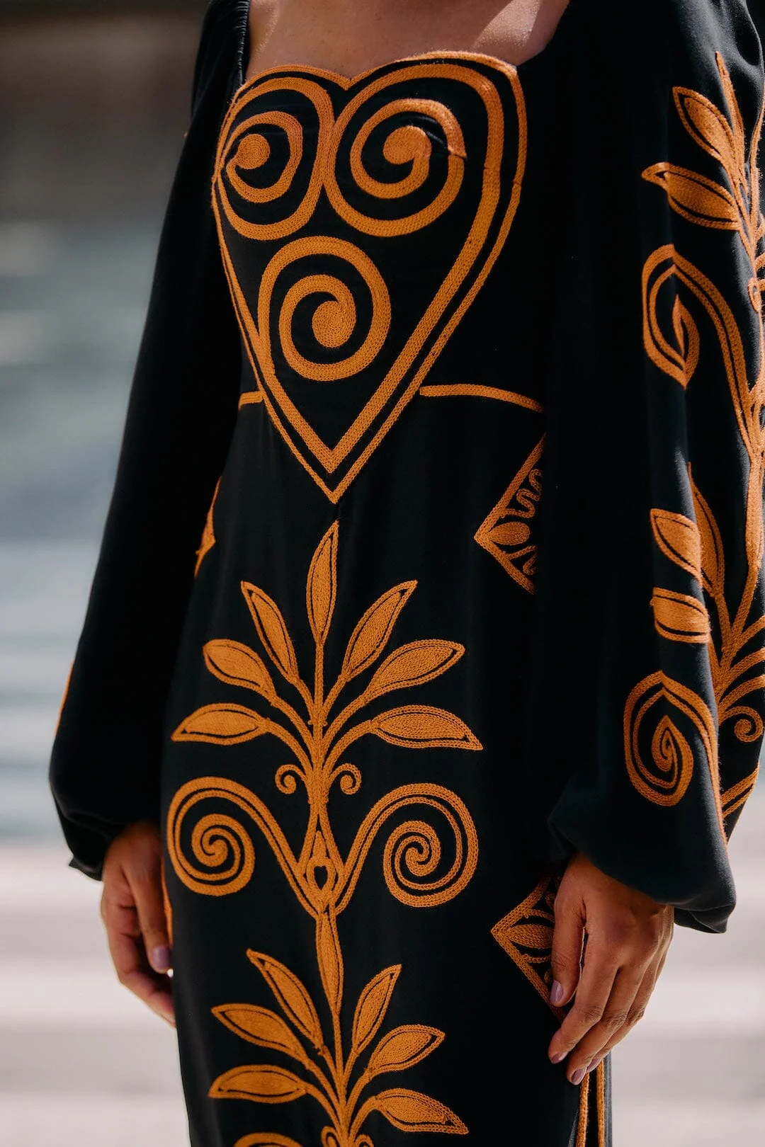Black Cornely Ainika Embroidered Heart Midi Dress - Image 2