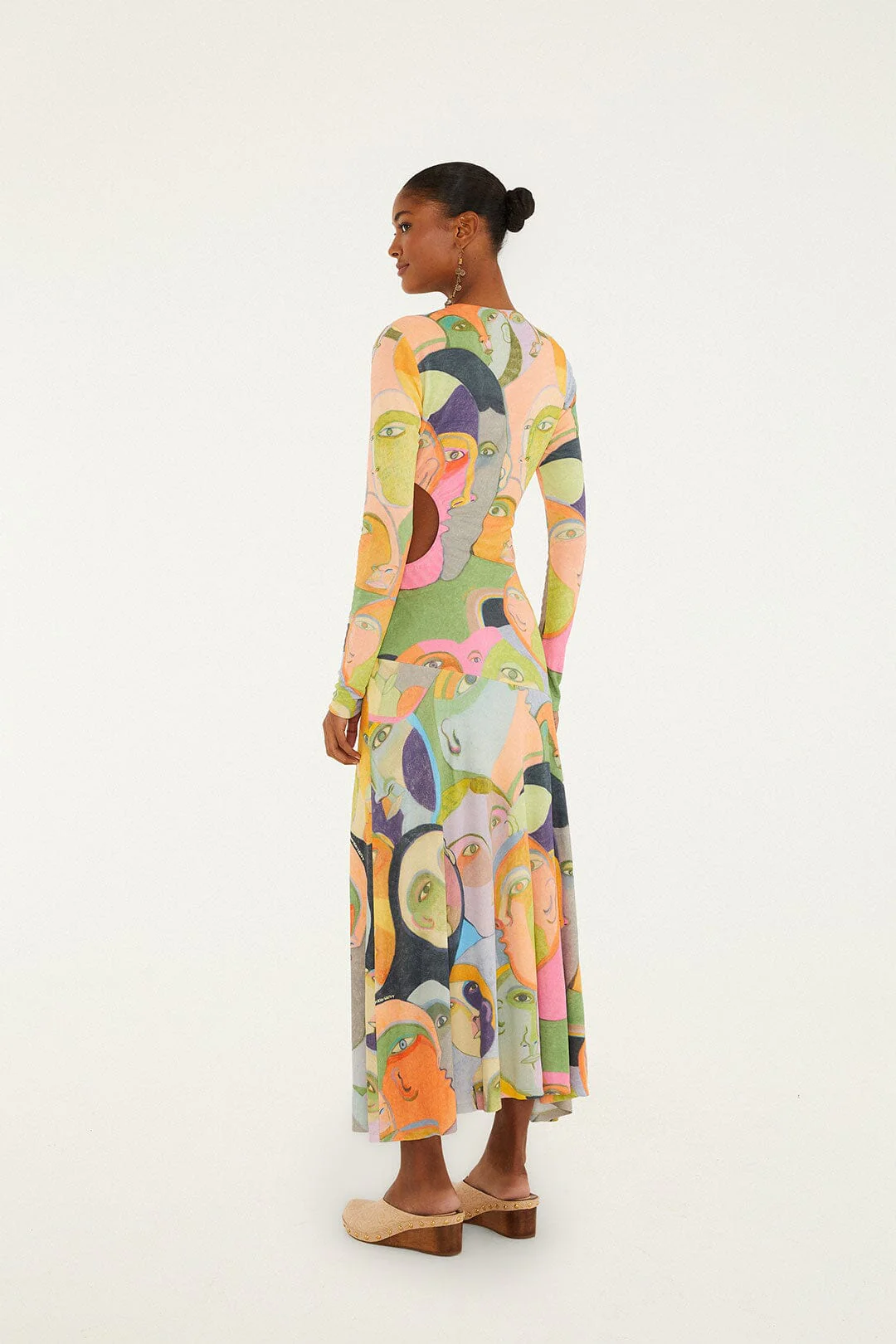Crowded Series Drawing Long Sleeve Midi Dress - Image 3