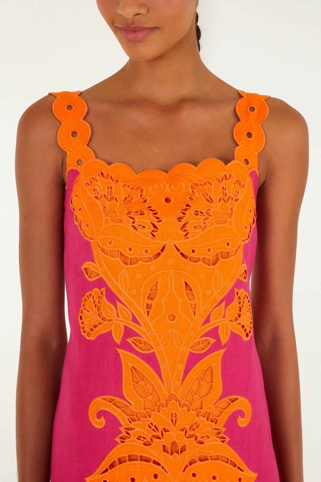 Pinke Cutwork Euroflax Premium Linen Midi Dress - Image 2