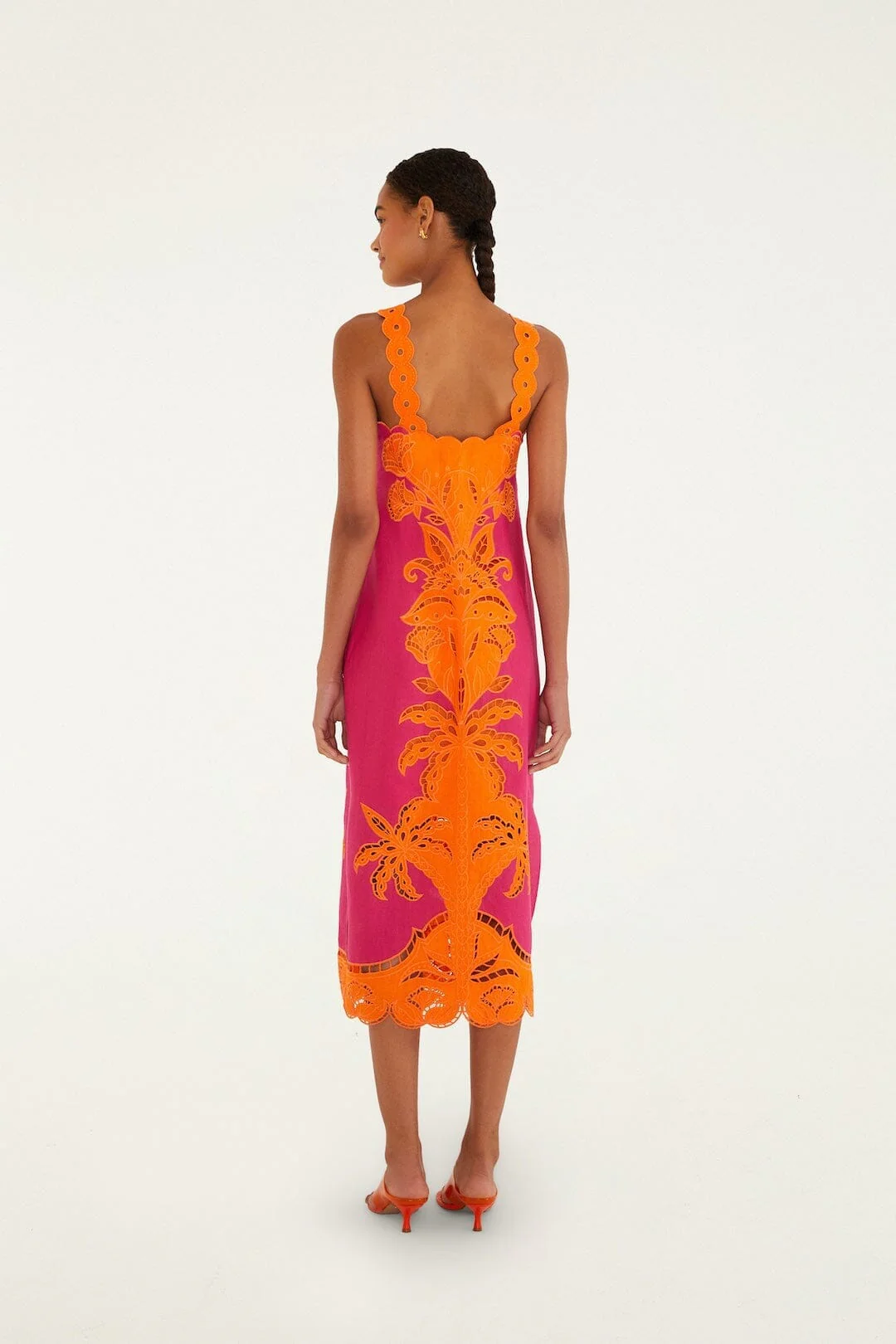 Pinke Cutwork Euroflax Premium Linen Midi Dress - Image 3