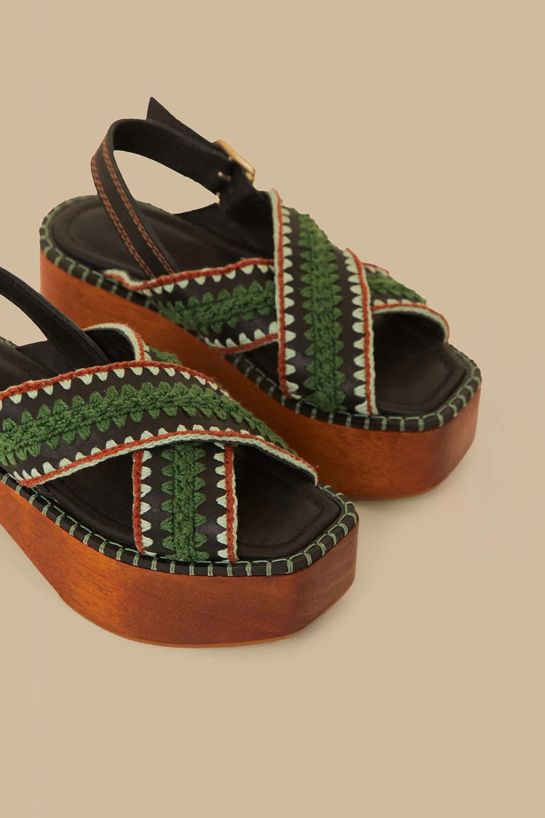 Dark Green Sand Clog Platform - Image 3